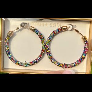 NWOT Thalia Sodi colorful rhinestone hoop earrings